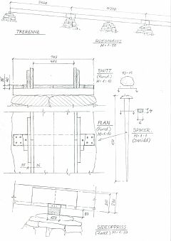 Trerennen. Oppmålingstegning: Siv. ark. Jarle Pedersen MNAL og K. Lervik.